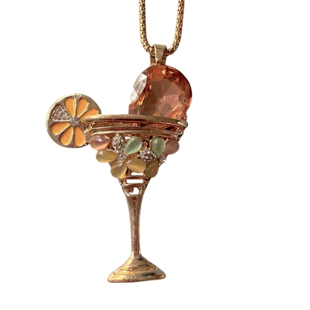 Betsey Johnson Long Martini Pendant Necklace